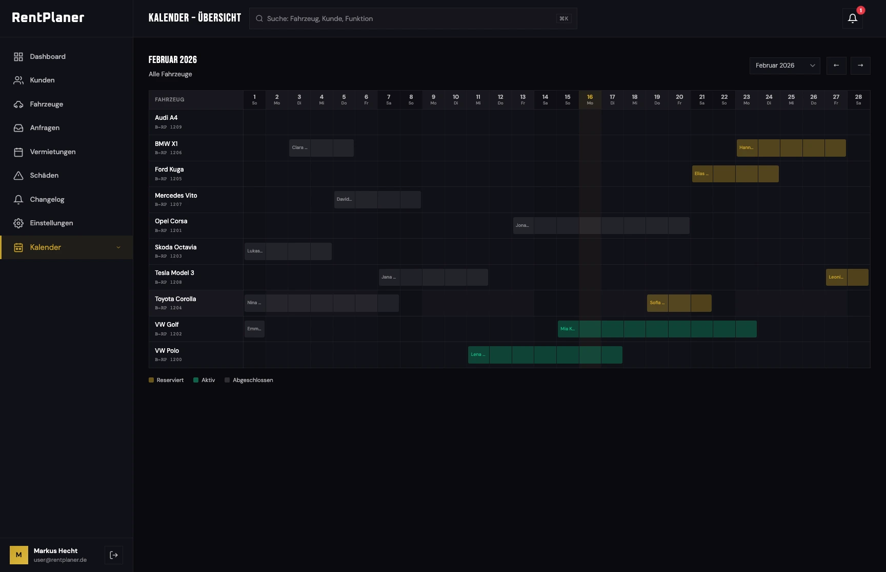 Fleet & Verfügbarkeit - Belegung in Echtzeit, Konflikte vor Zusage
